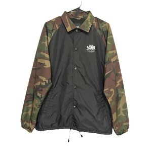 Vans Mens Camo/Black Jacket Size Medium Windbreaker Camouflage‎ Lightweight